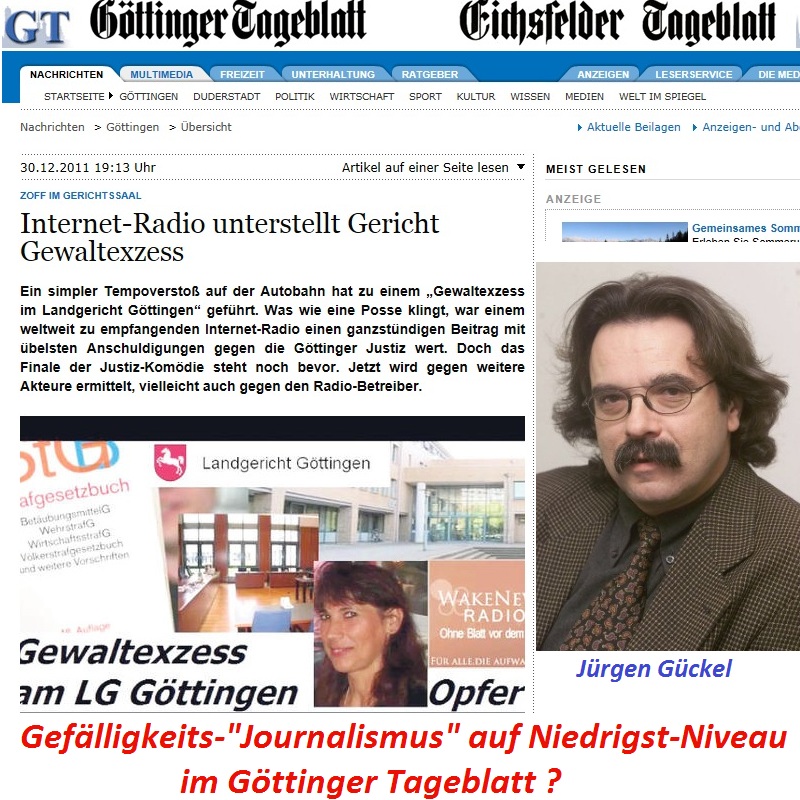 Geflligkeits-Journalismus Jrgen Glckel Gttinger Tageblatt